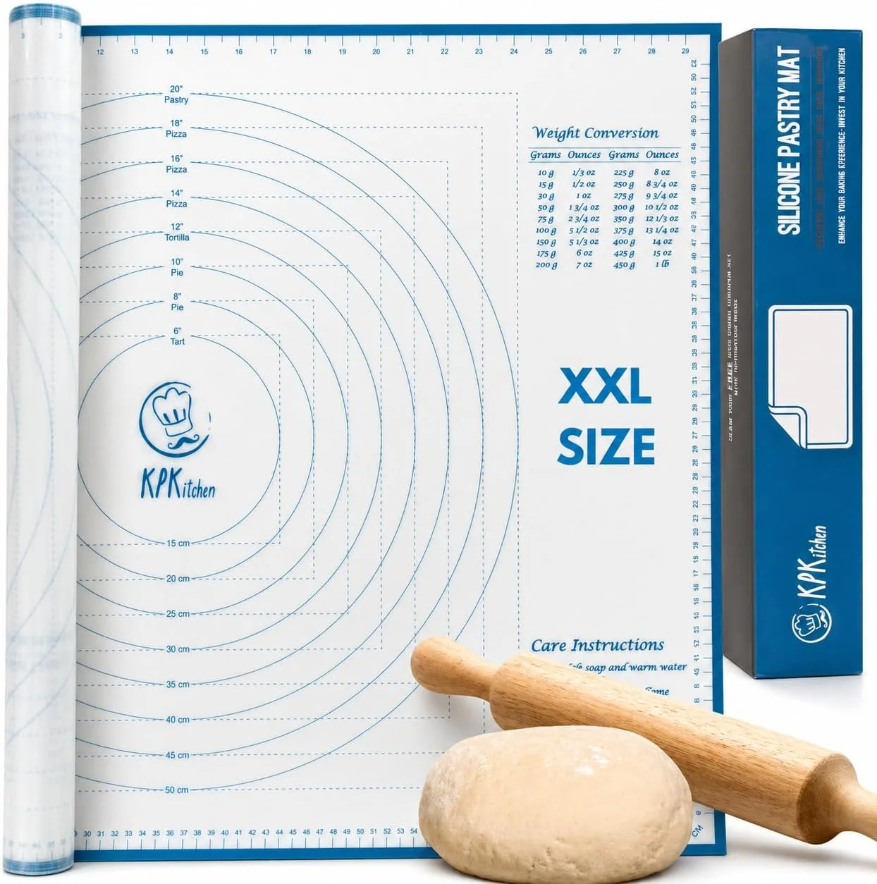 Versatile Silicone Pastry Mat XXL Extra Large Dough Rolling Mat for Baking amp Pizza Non-Slip Easy-Clean Surface 23.5 x 31.5 Inches Printed Measurements amp Conversion Chart For Dough Cookies Pie amp Fondant. Trendy