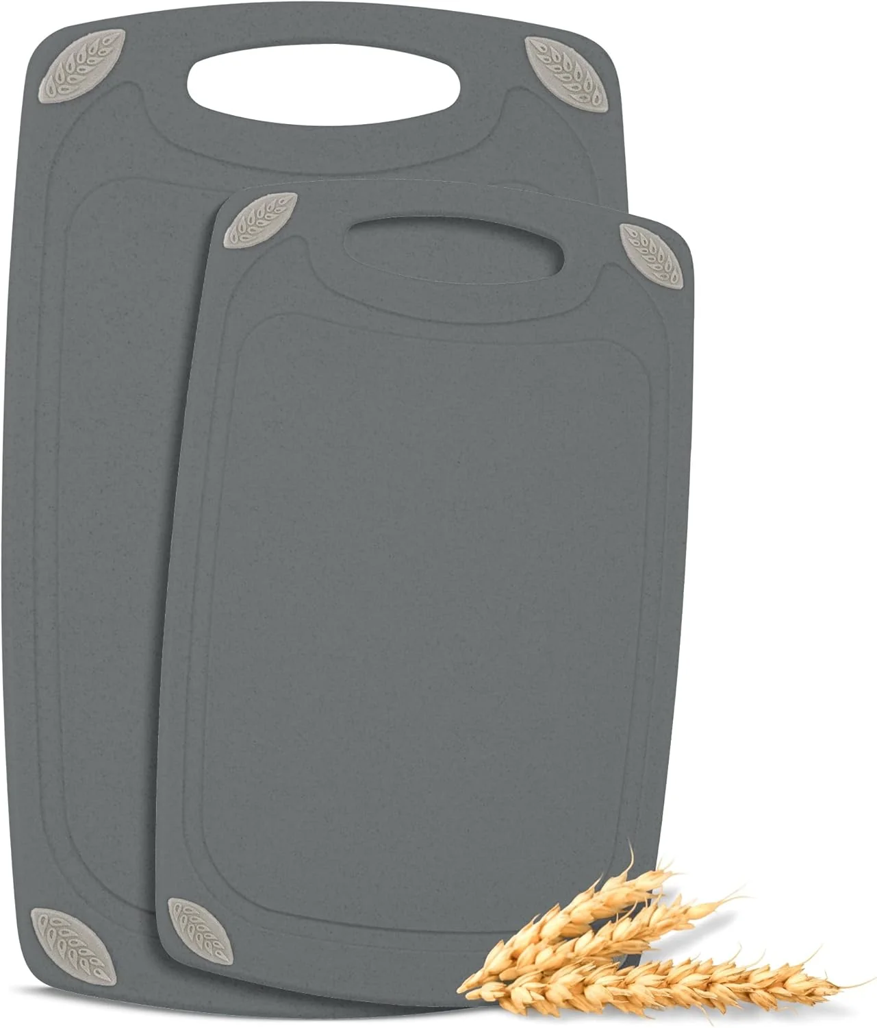 Healthy 2-Piece Reversible Cutting Board Set Made from Natural Food Grade Wheat Straw Material – Eco-Conscious to Plastic Secure