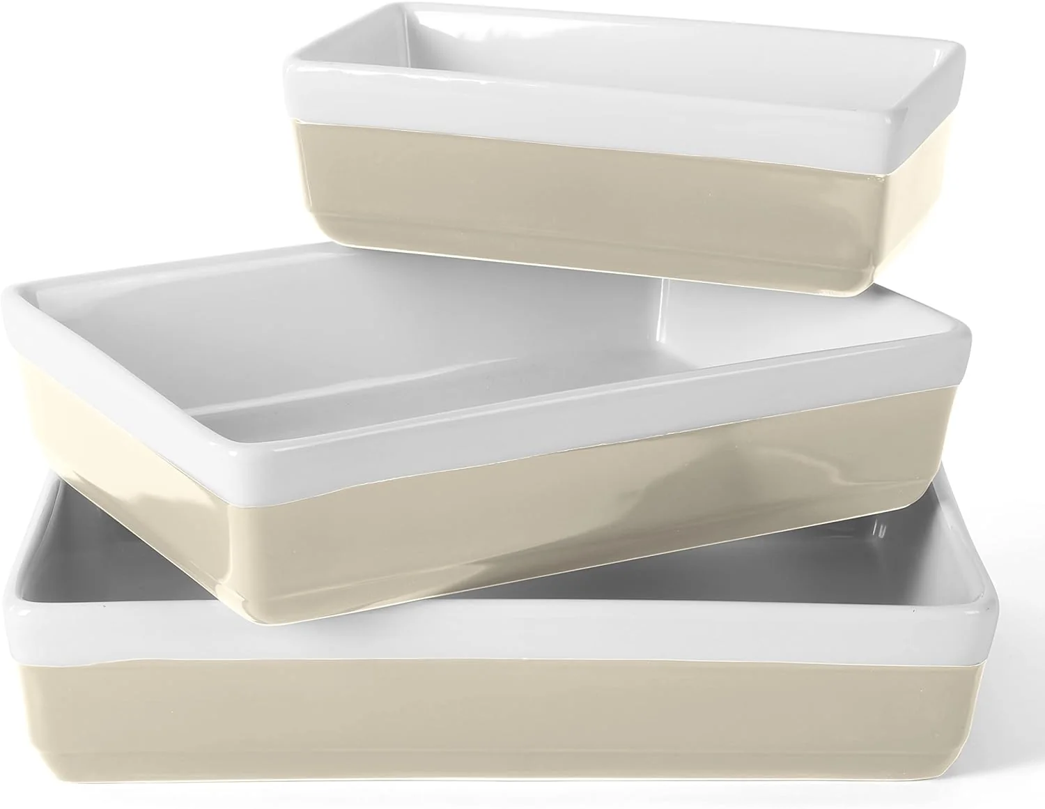 Superior Martha Stewart 3 Piece Oven to Table Stoneware Bakeware Baking Dish Casserole Set- Grey Professional