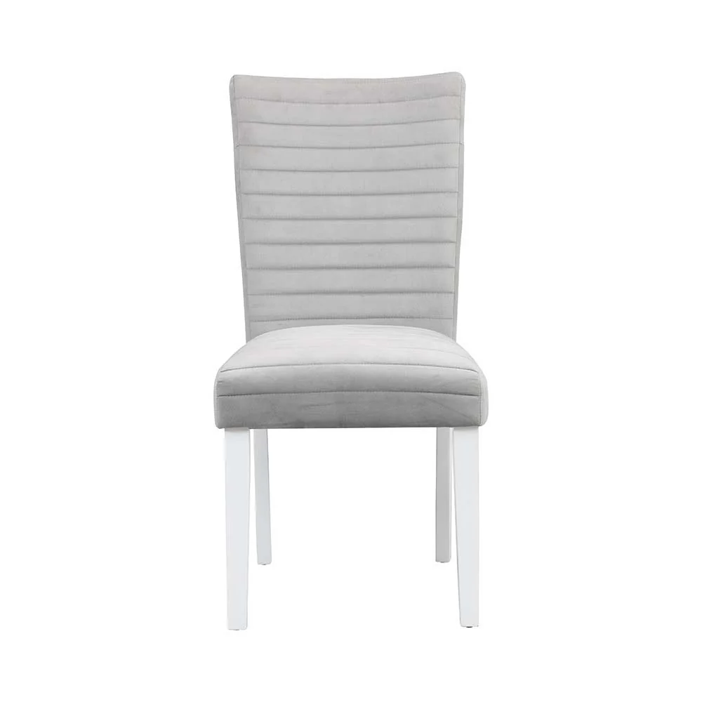 Comfortable Elizaveta – Side Chair Set of 2 – Gray Velvet White High Gloss Recyclable