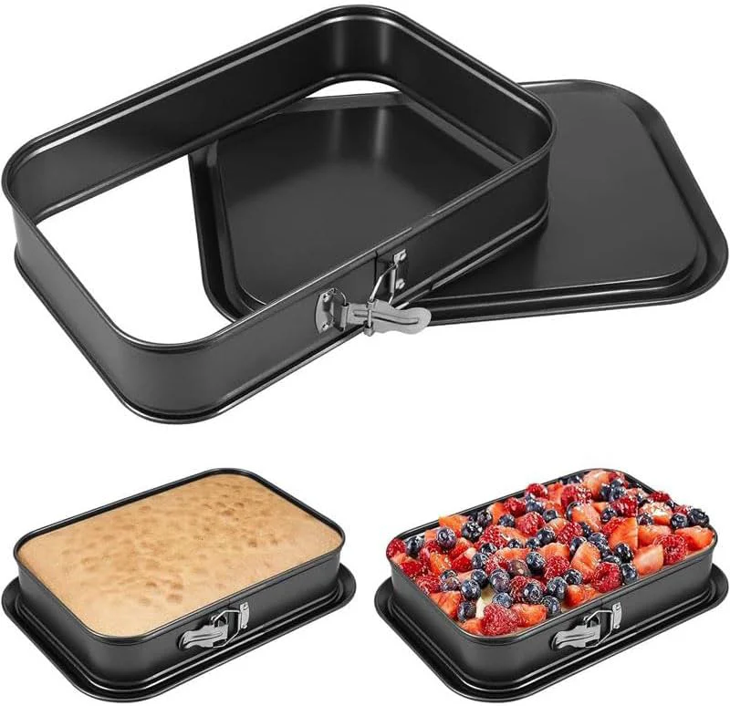 Premium Material Heavyseven Removable Bottom Rectangle Cake Pan – Carbon Steel Cheesecake Torte Baking Pan with Detachable Base Unique