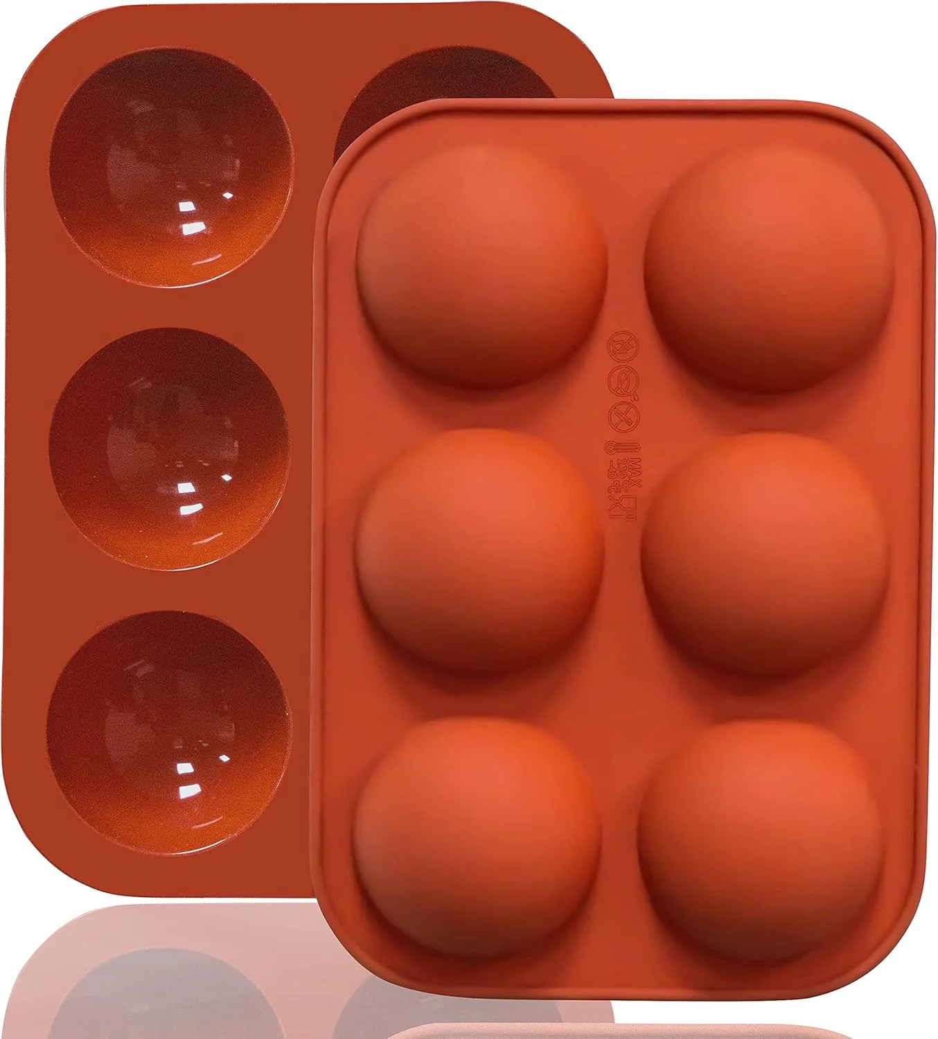 Consistent 6 Holes Medium Semi Sphere Silicone Molds 2 Packs Half Sphere Silicone Baking Molds for Making Chocolate Cake Jelly Dome Mousse Durable