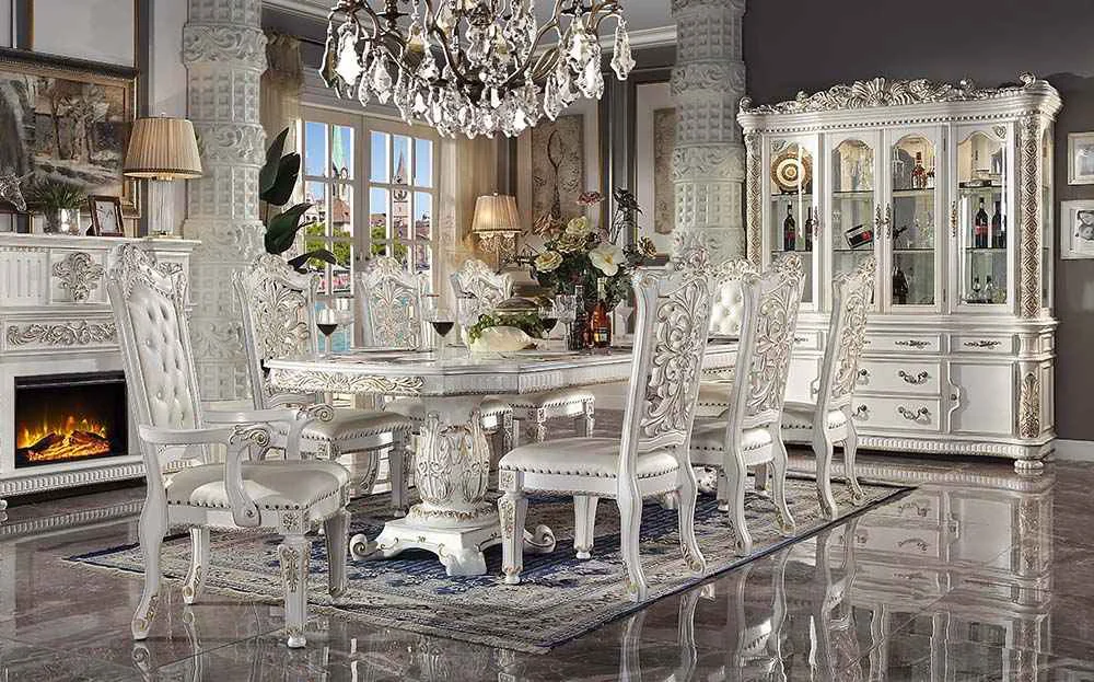 Minimalist Vendome – 31 Dining Table With Pedestal Base – Antique Pearl Soft