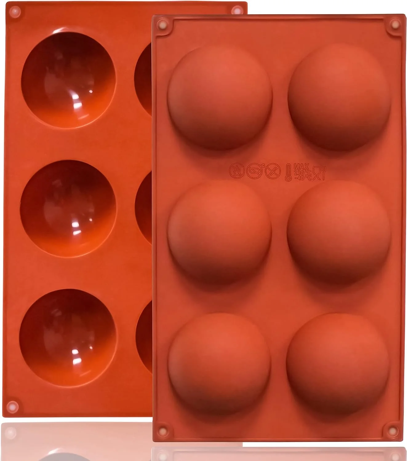 Original Design 2 Pack Large 6-Cavity Semi Sphere Silicone Molds Non-Stick Baking Mold for Making Standard Size Hot Chocolate Bomb Cake Jelly Dome Mousse Refined