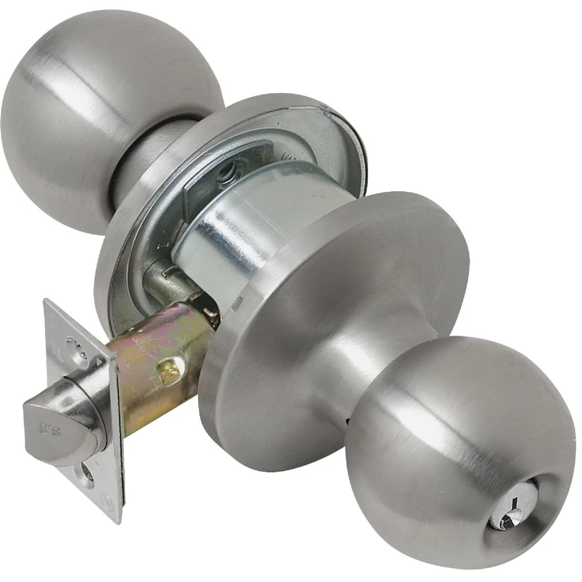 Contemporary Tell Satin Stainless Steel Storeroom Door Knob Lockset Functional