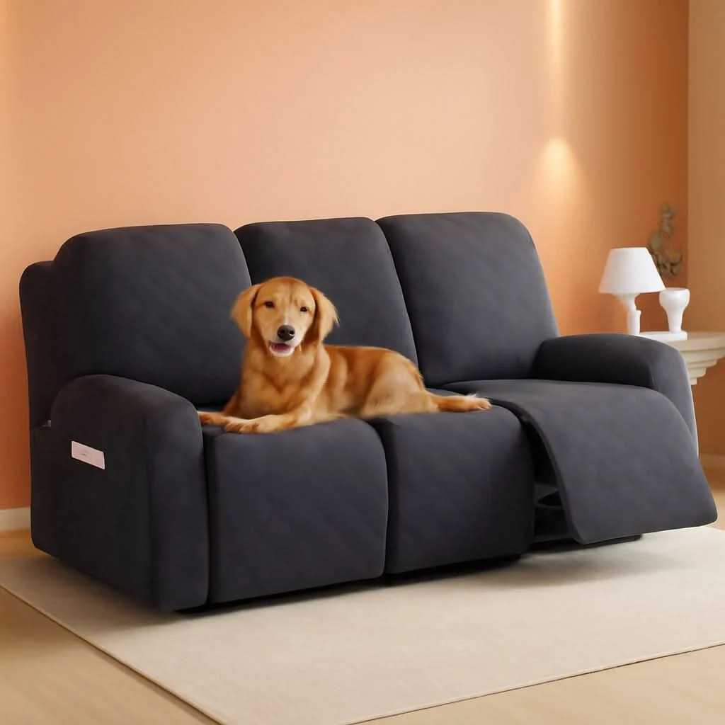 Advanced Dark Grey Premium Microfiber Recliner Stretchable Cover Organic