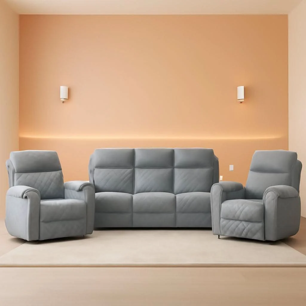 Powerful Light Grey Power Recliner Contemporary Sofa Collection Fine Crafted
