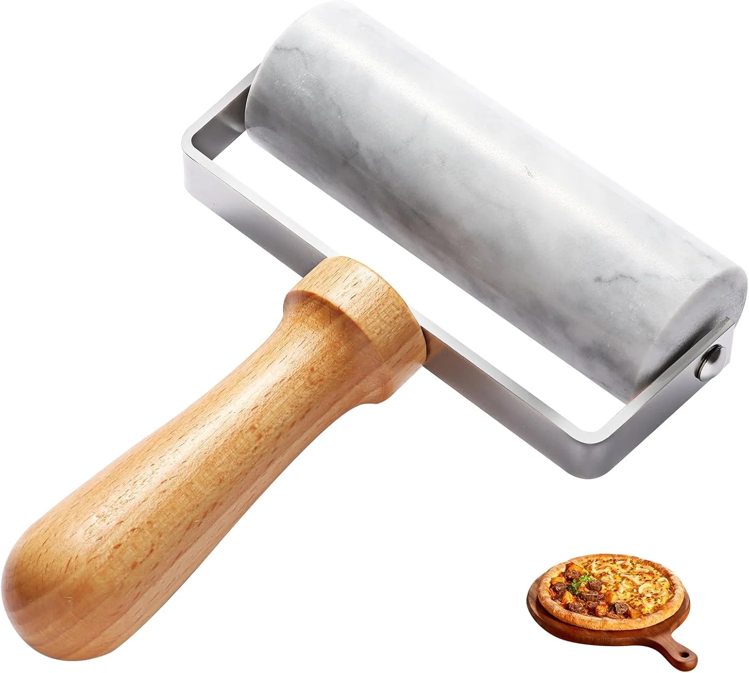 Optimized Smooth Surface Marble Rolling Pins for Baking Dough Roller with T-Type Pastry Roller Enhance Your Baking Skills Non-Stick Surface Reliable