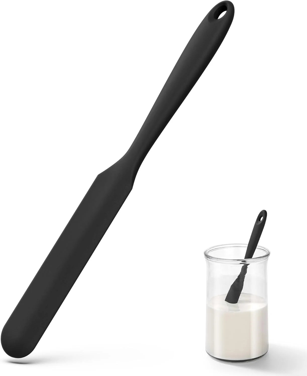 Recyclable U-Taste Skinny Silicone Jar Spatula 600ºF Heat-Resistant Food-Grade 10in Long Narrow Sourdough Stirring Stick Secure