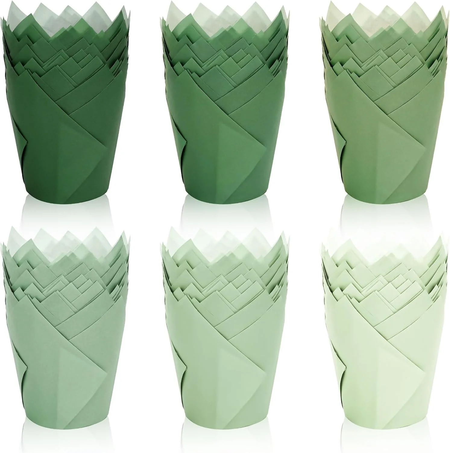 Expertly Made 180Pcs Sage Green Tulip Cupcake Liners Gradient Green Muffin Baking Cups Cupcake Wrappers for Wedding Bridal Shower Spring Holiday Party Supplies Classic
