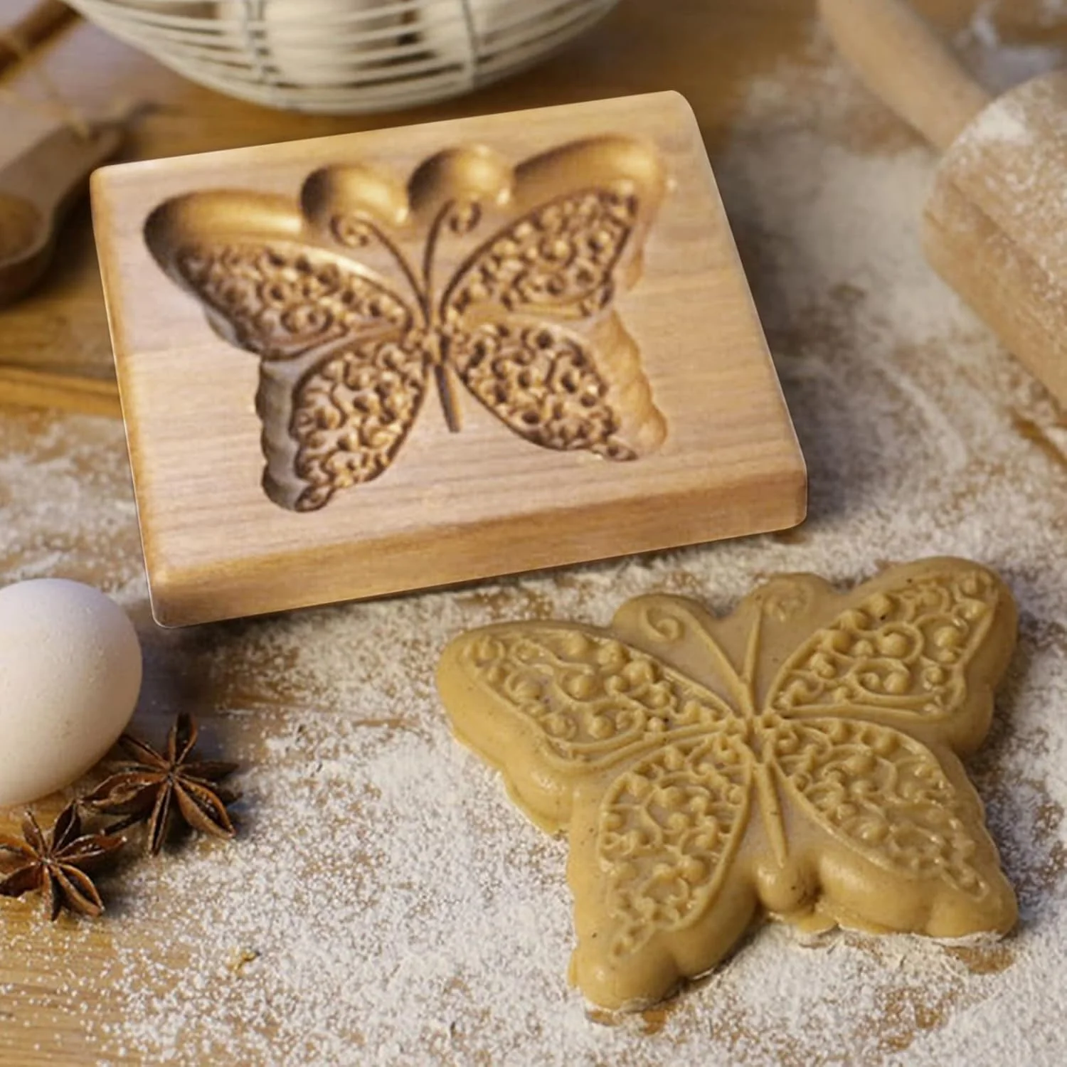 Smooth Wooden Cookie Biscuit Mold 3D Baking Mold Embossing Craft Decorating Baking Tool Efficient