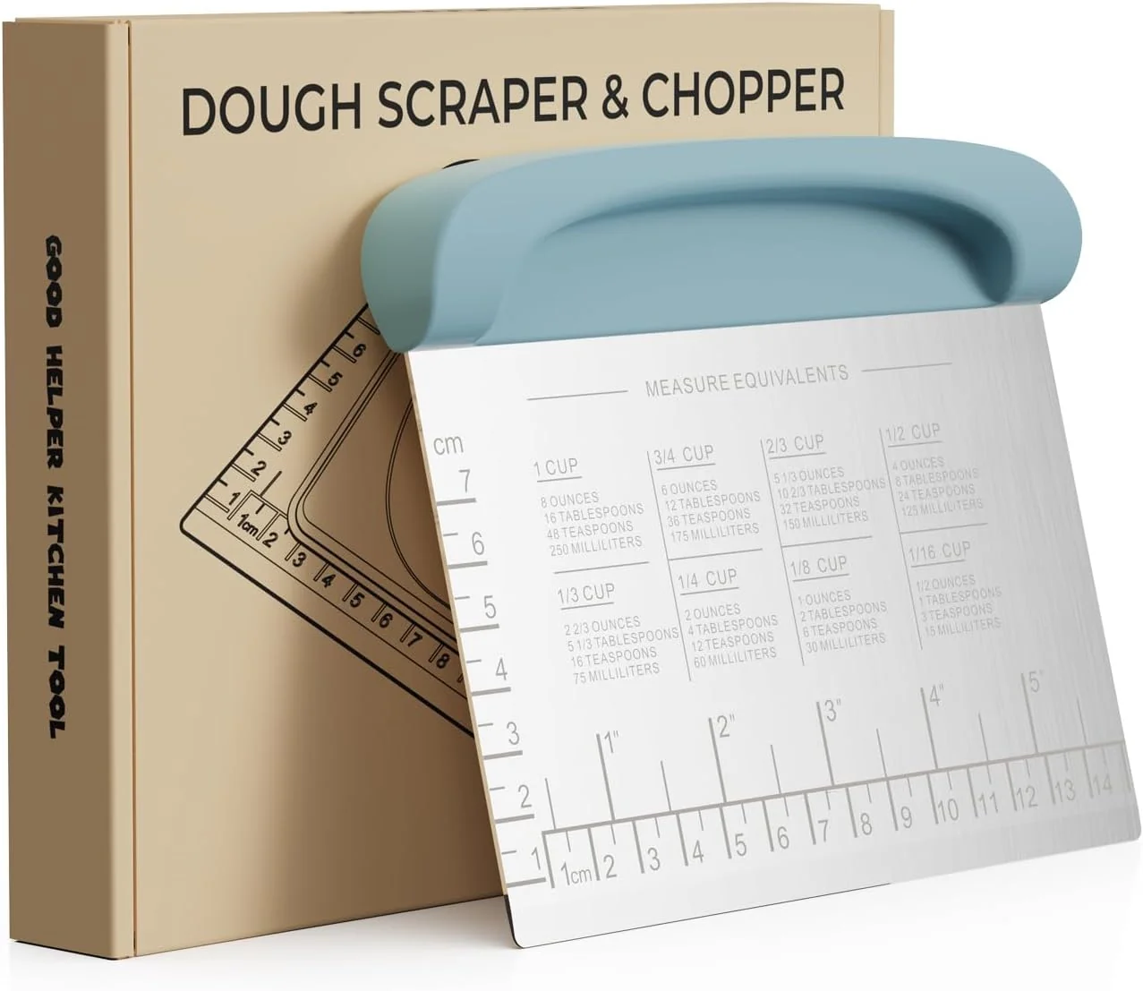 Green Bench Scraper Dough Cutter Tool – Pastry Scraper for Bread Cake Pizza Bench Knife Kitchen Dough Scraper for Baking Premium