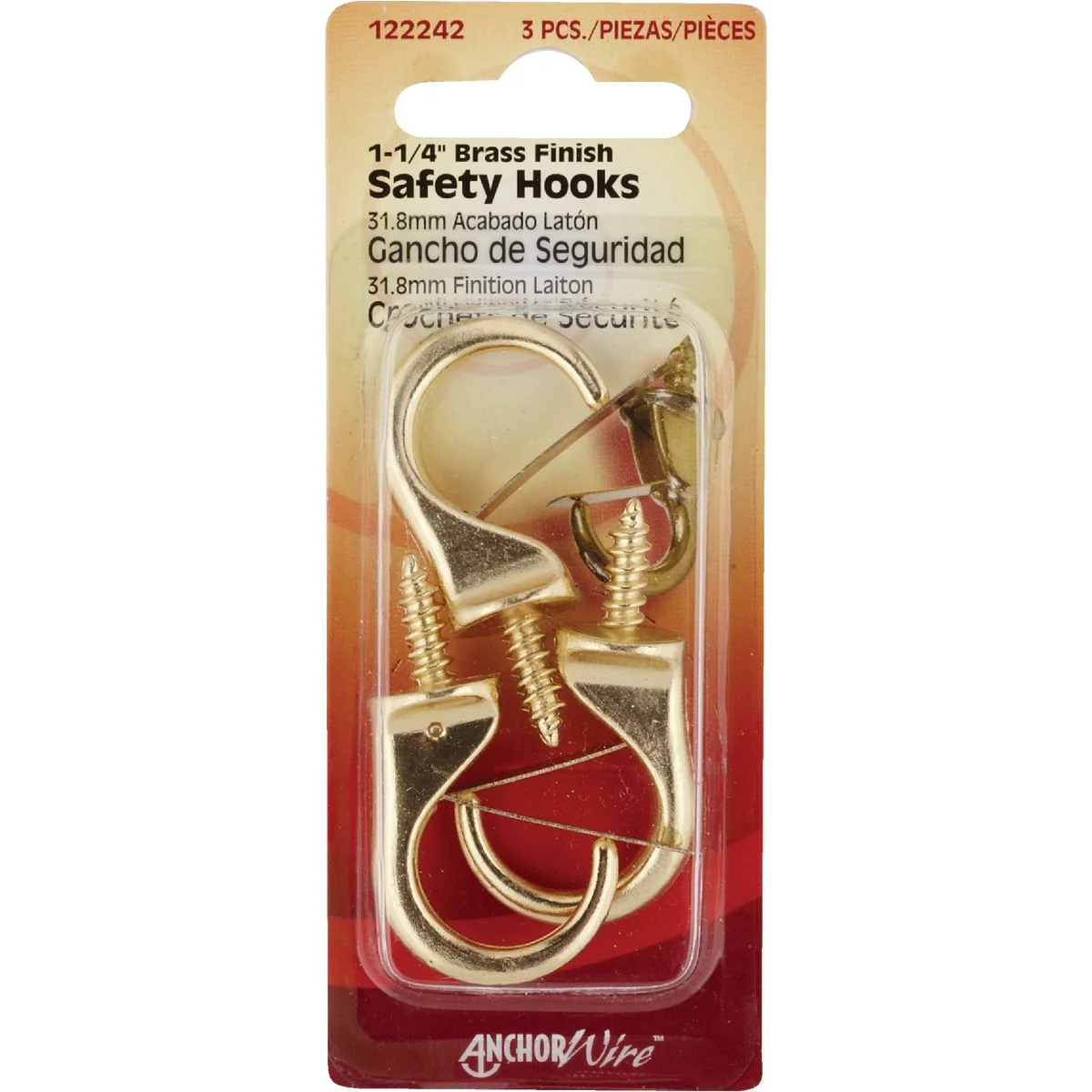 Consistent Hillman Anchor Wire 1-1 4 In. Brass Safety Hook Recyclable