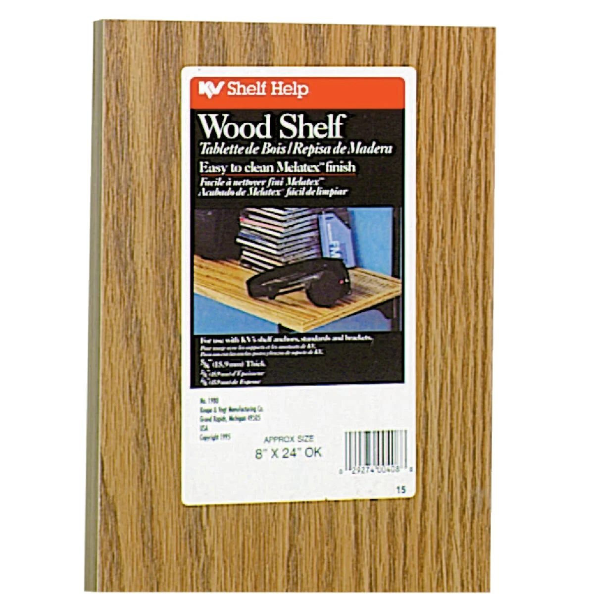 Certified Knape Vogt 8 In. x 24 In. Oak All-Purpose Shelf Safe