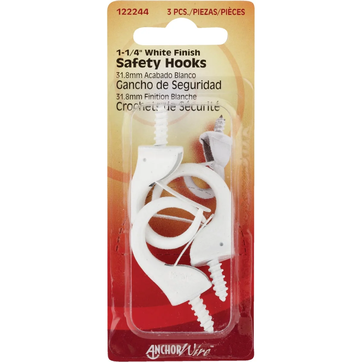 Certified Hillman Anchor Wire 1-1 4 In. White Safety Hook Secure