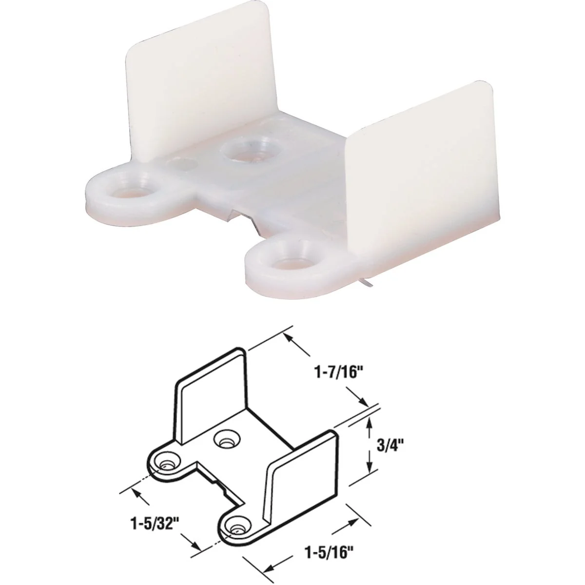 Official Prime-Line 1-7 16 In. x 3 4 In. White Nylon Single Pocket Door Guide Top-Quality