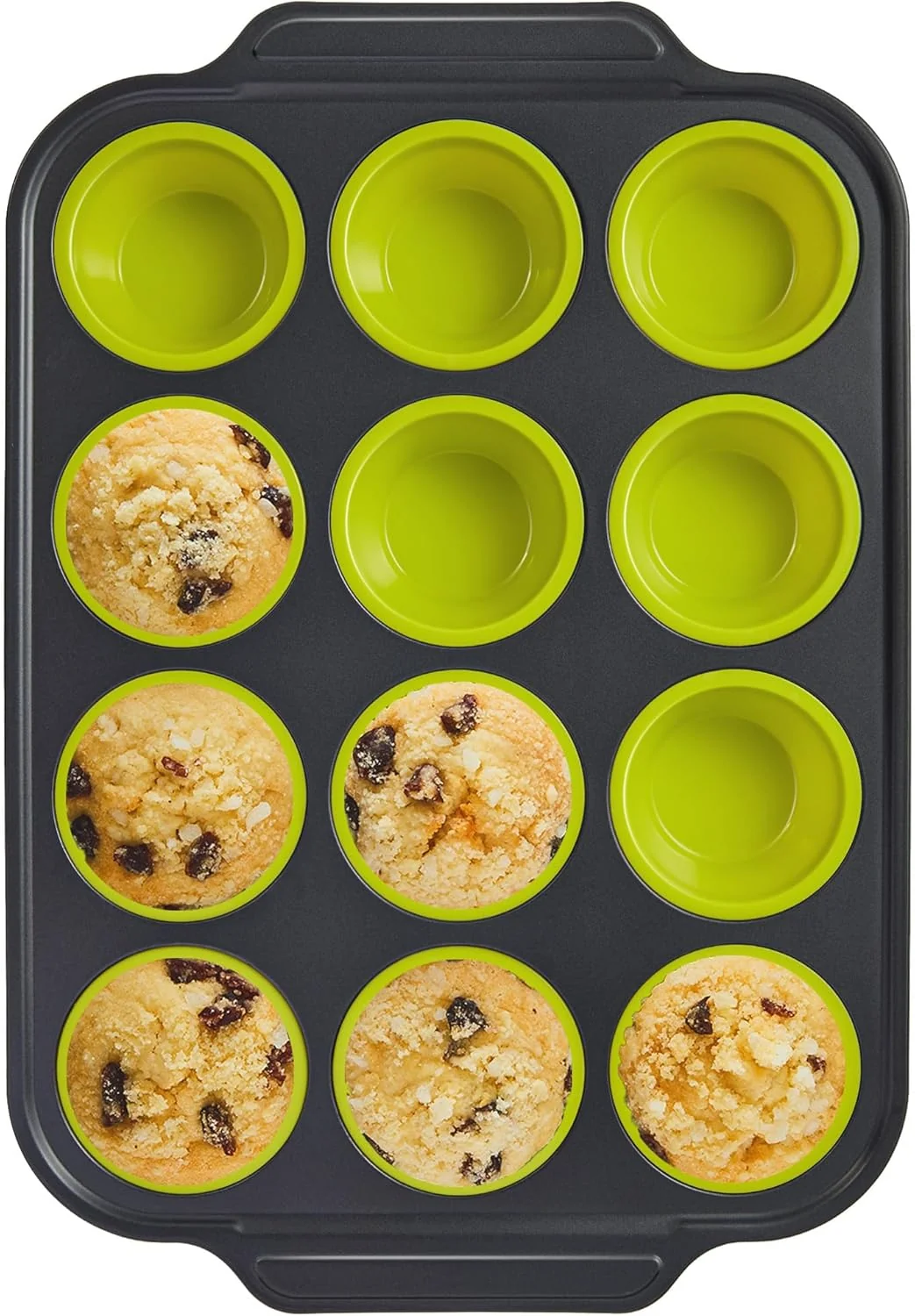 Natural Bronypro Silicone Muffin Pans for Baking with Metal Frame Egg Bite Maker Silicone Molds Cupcake Pans 12 Regular Size Sophisticated