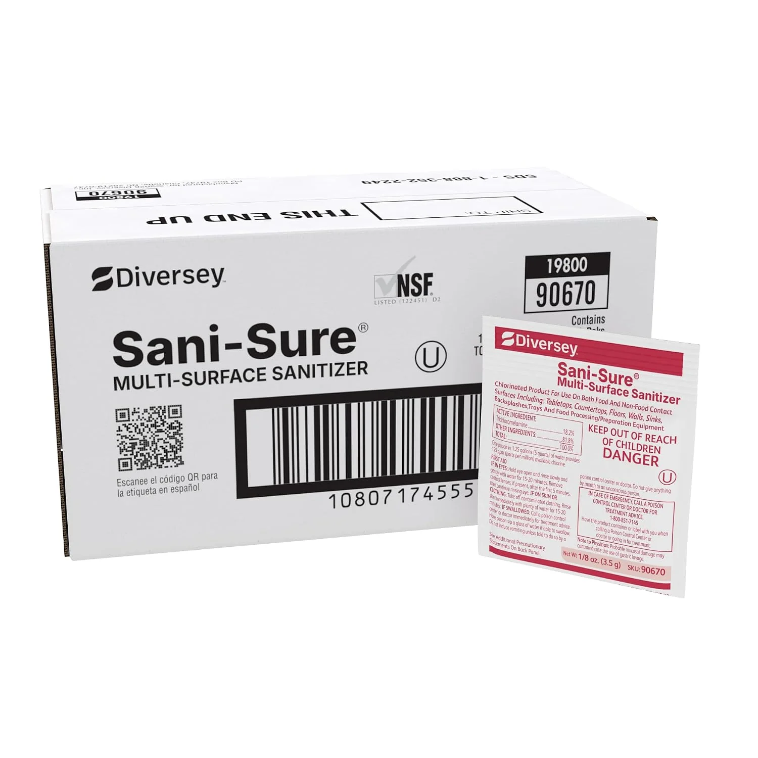 Responsible Diversey Sani-Sure Multi-Surface Sanitizer 100 x 0.125 oz Packets Organic