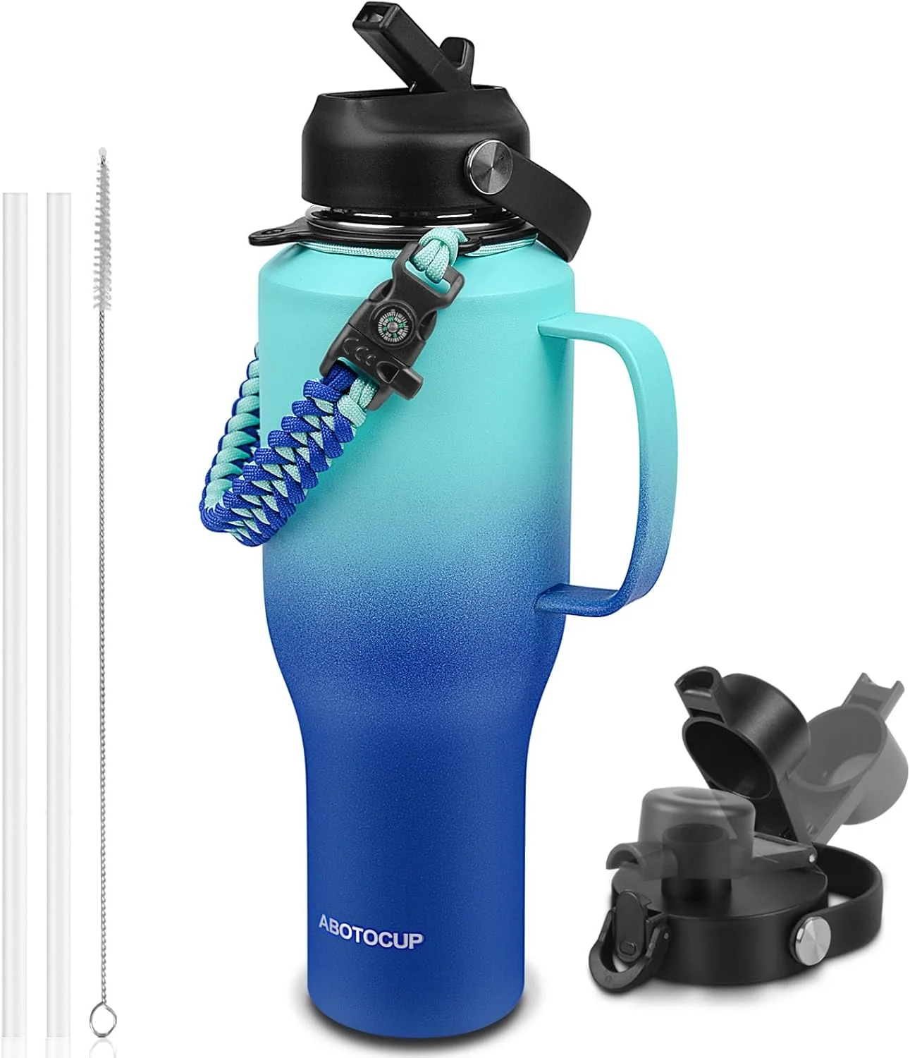 Refined Water Bottle 40oz Insulated Water Bottle with Handle Straw Lids Stainless Steel Water Bottle Fits in Any Car Cup Holder Lightweight