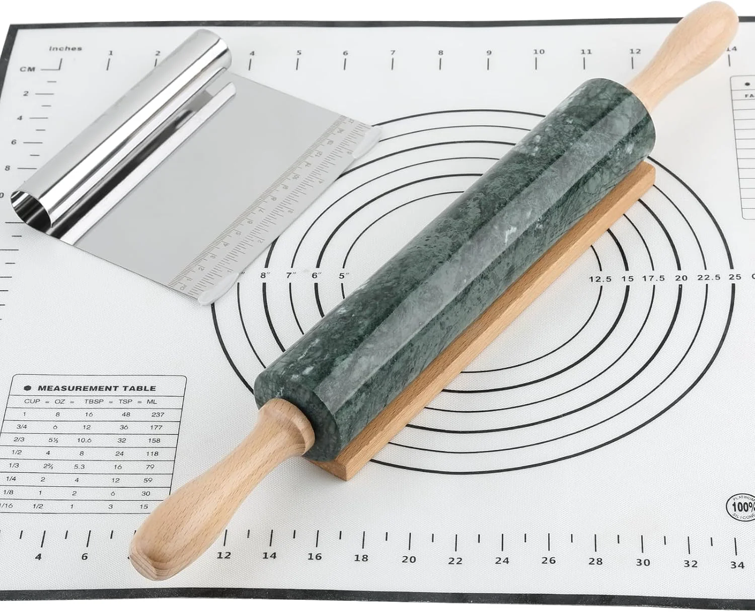 Enhanced Koville Indian Natural Marble Rolling Pin Non-Stick Polished Dough Roller Pasta Dumpling Fondant Pie Crust Bread Pizza Dough Durable