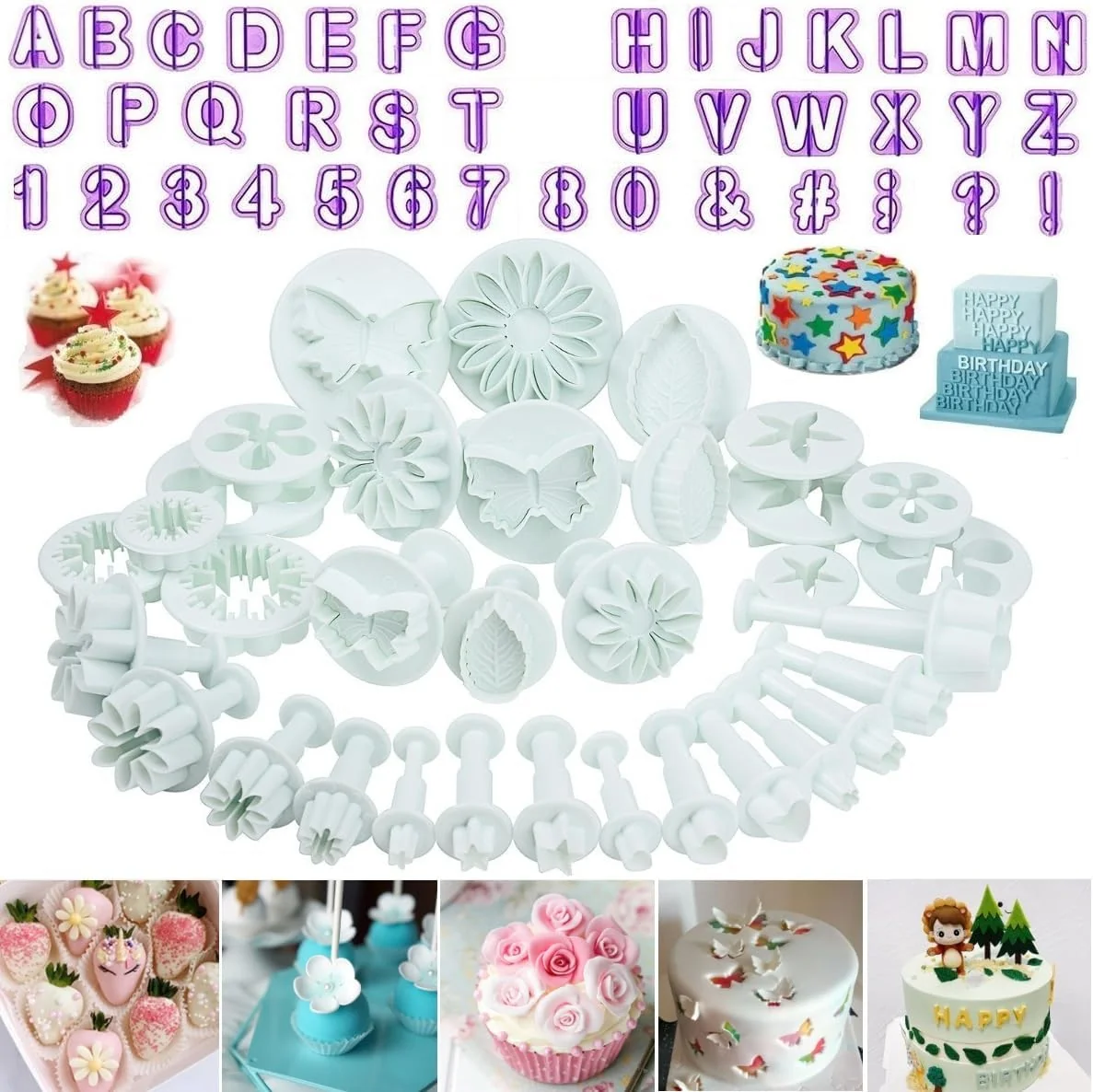Environmentally Friendly Flower Fondant Cutters 73Pcs Cake Cookie Cutter Plunger Sugarcraft Alphabet Letters Decorating Tools Specialty