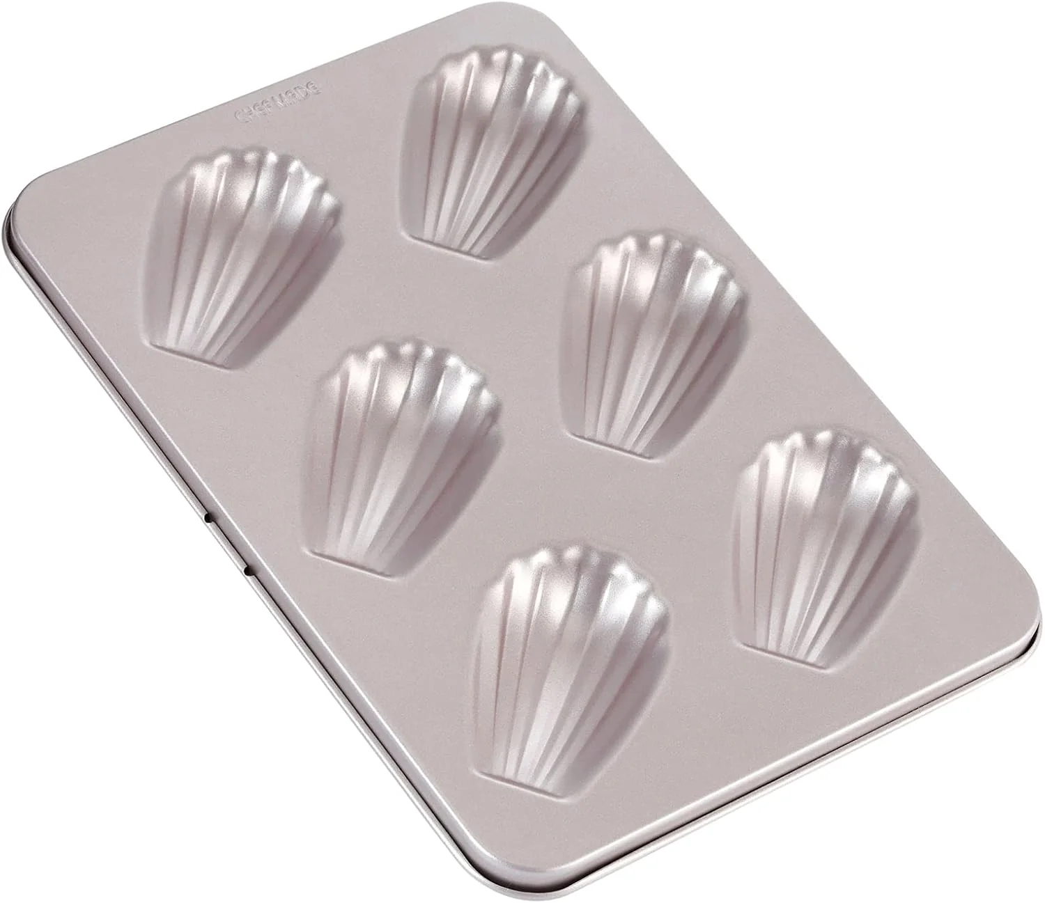 Trusted Chefmade Madeleine Mold Cake Pan 6-Cavity Non-Stick Oval Shell Madeline Bakeware for Oven Baking Champagne Gold Premium Material