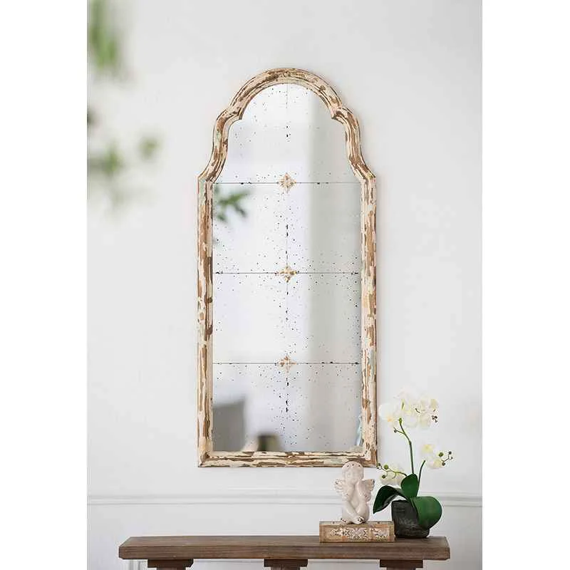 Specialty Large Framed Wall Mirror Arched Mirror With Decorative Window Look For Living Room – Cream Practical