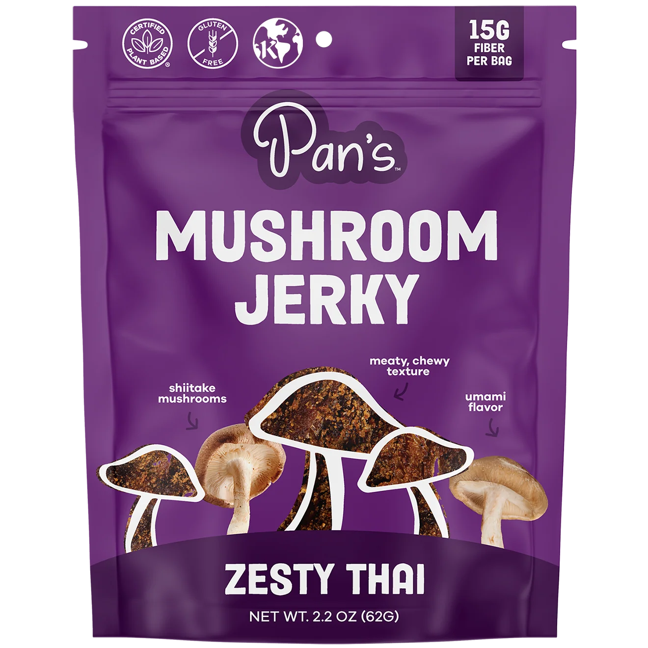 Organic Pan’s Zesty Thai Mushroom Jerky Original