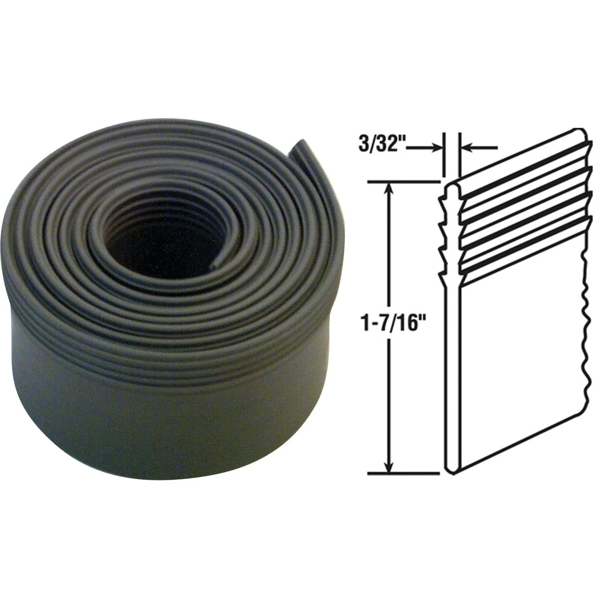 High-Performance Prime-Line 1-7 16 In. x 36 In. Gray Flat Bottom Shower Door Seal Pure