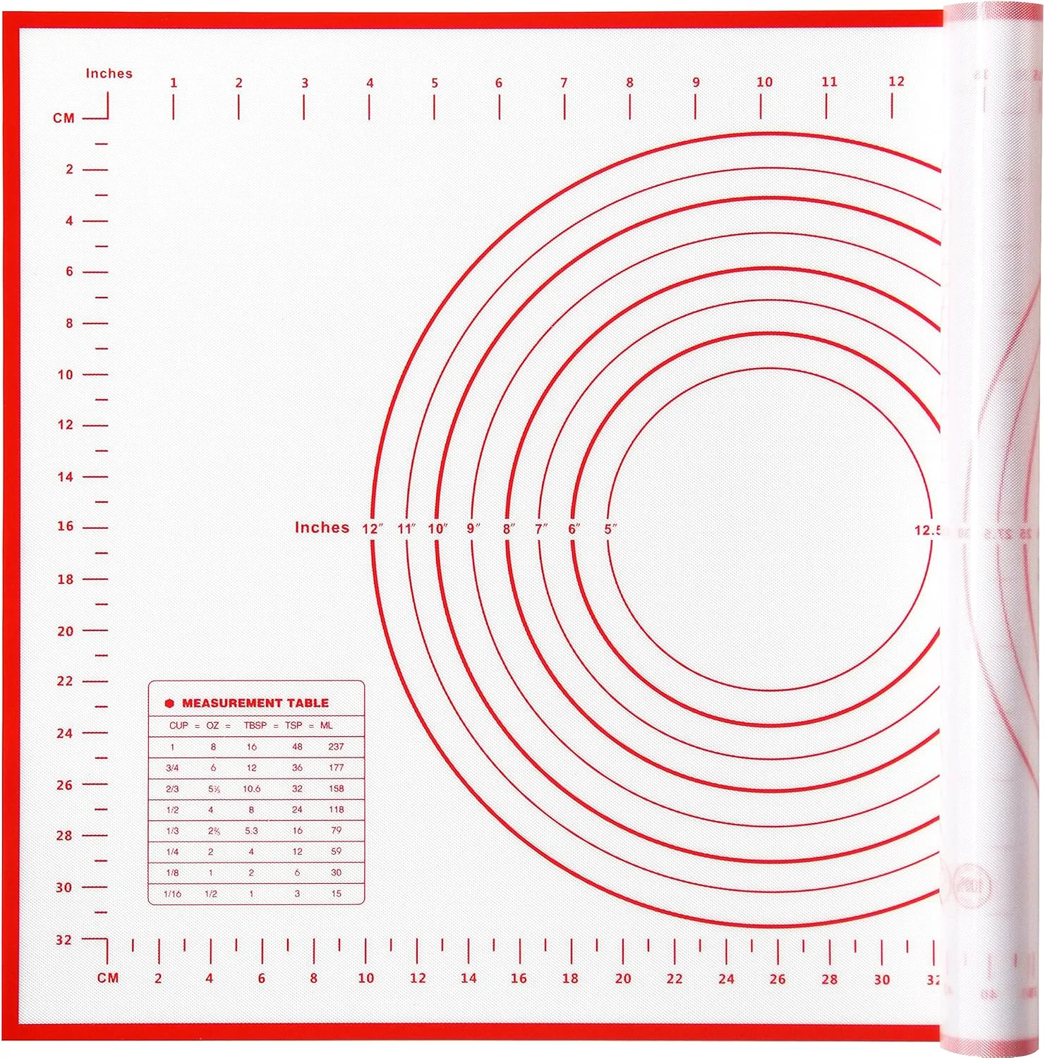 Efficient Yansumi Silicone Pastry Mat Extra Large Non-Slip Mat for Rolling Dough Pie Crust and Baking Non-Stick with Measurements Red 24 L x 16 W Practical