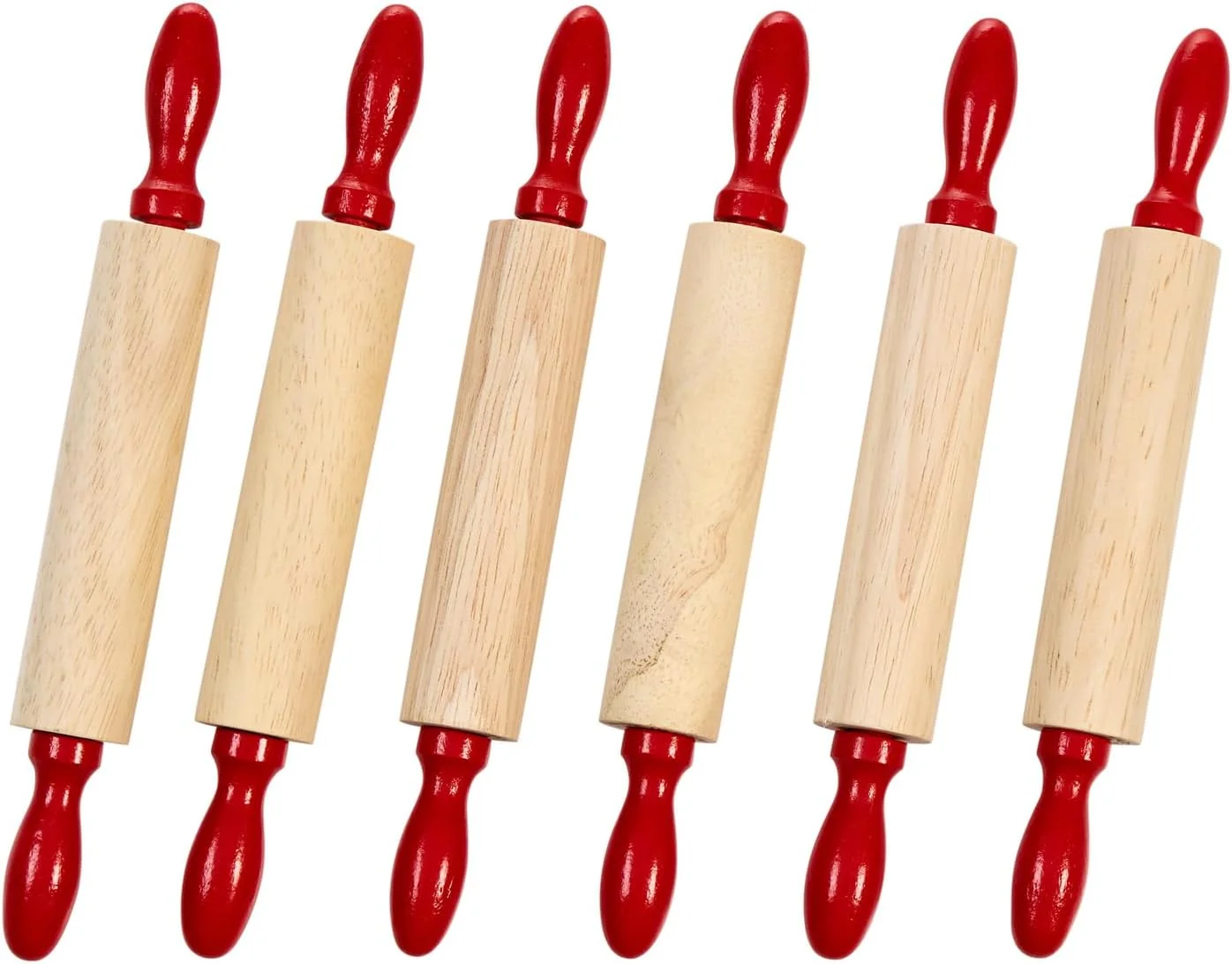 Environmentally Friendly Colorations Natural Wood Rolling Pins for Kids Set of 6 Ages 3 PreK 7 L Class Pack Party Pack – For Dough Clay Sculpting Lightweight