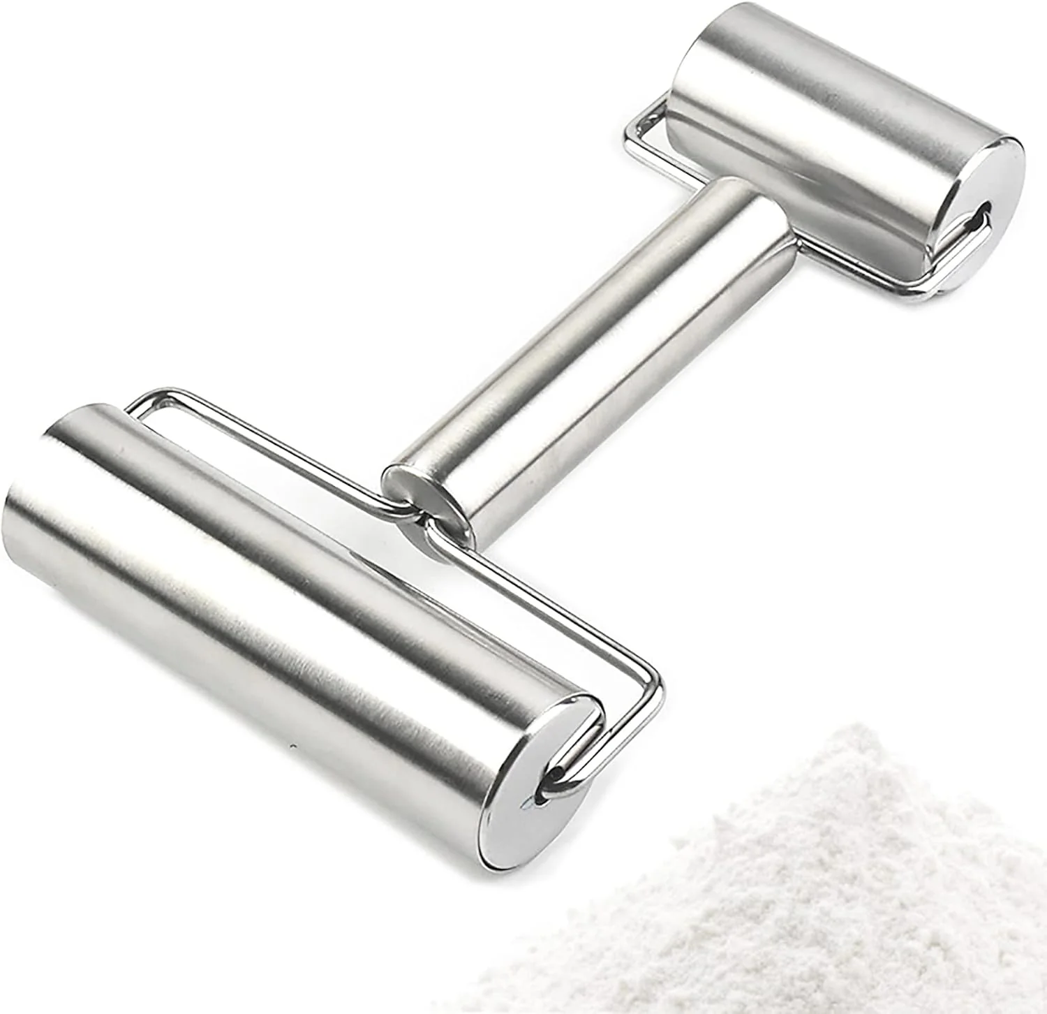 Elite Pastry Pizza Roller Smooth Non Stick Stainless Steel Rolling Pin Time-Saver Pizza Dough Roller for Home Kitchen Baking Cooking H Shape Rolling Pins Certified