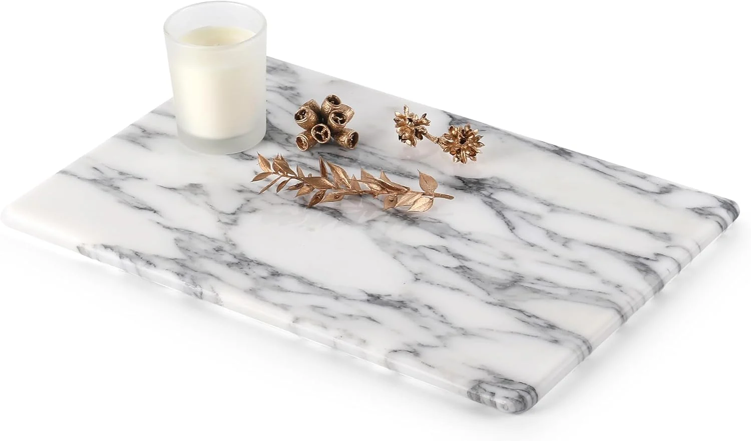 Practical Koville Italian Natural Marble Cutting Board for Kitchen Pastry Bread Macaron Display 12 x 8 Stone Slab Marble Cheese Board for Counter Effective