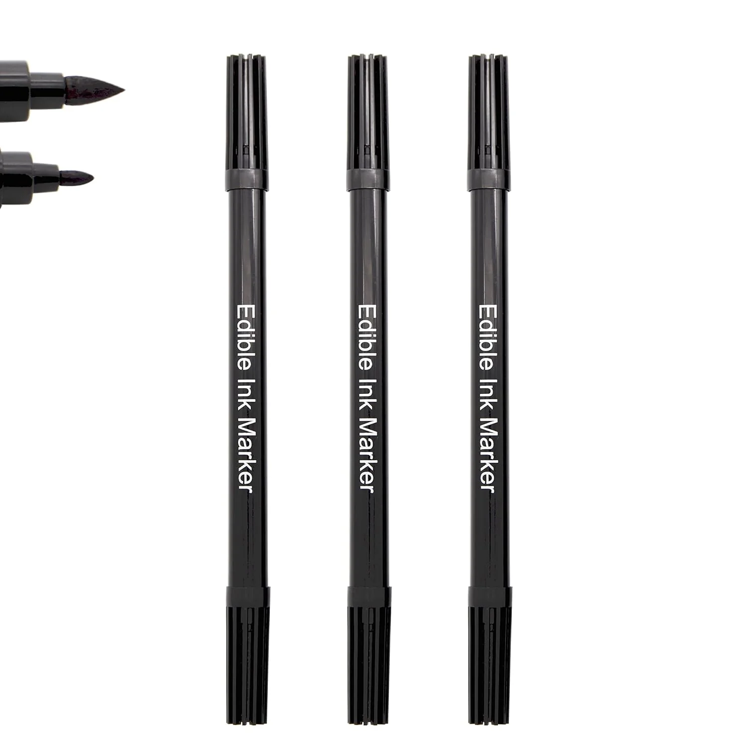 Dependable Dual Tips Food Coloring Pens，3PCS Black Color Food Grade and Edible Marker Gourmet Writers for Decorating Fondant Cakes Cookies Frosting Convenient