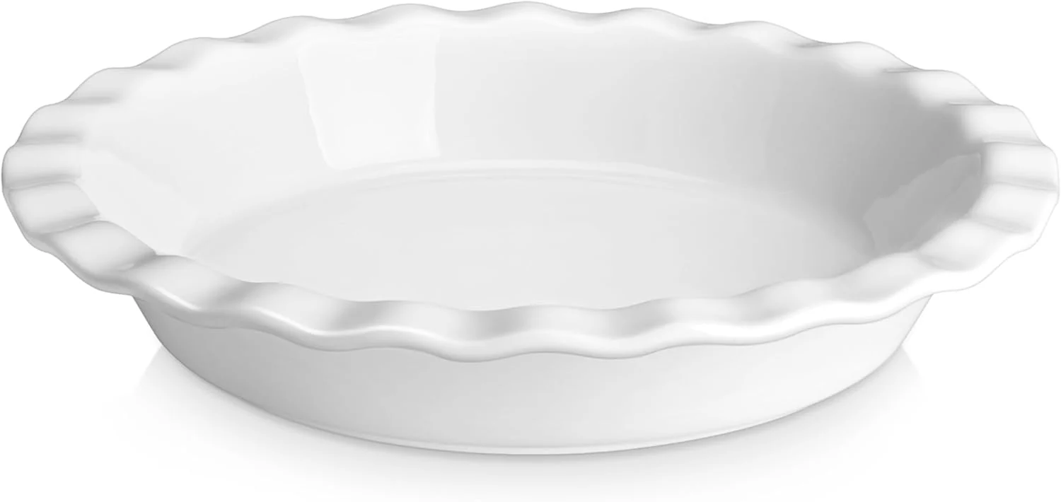 Trendy Malacasa Ceramic Pie Pan Pie Pan for Baking 9 Inch 40 OZ Pie Plate Round Pie Dish for Baking Fluted Pie Dish Baking Pan Relaxed