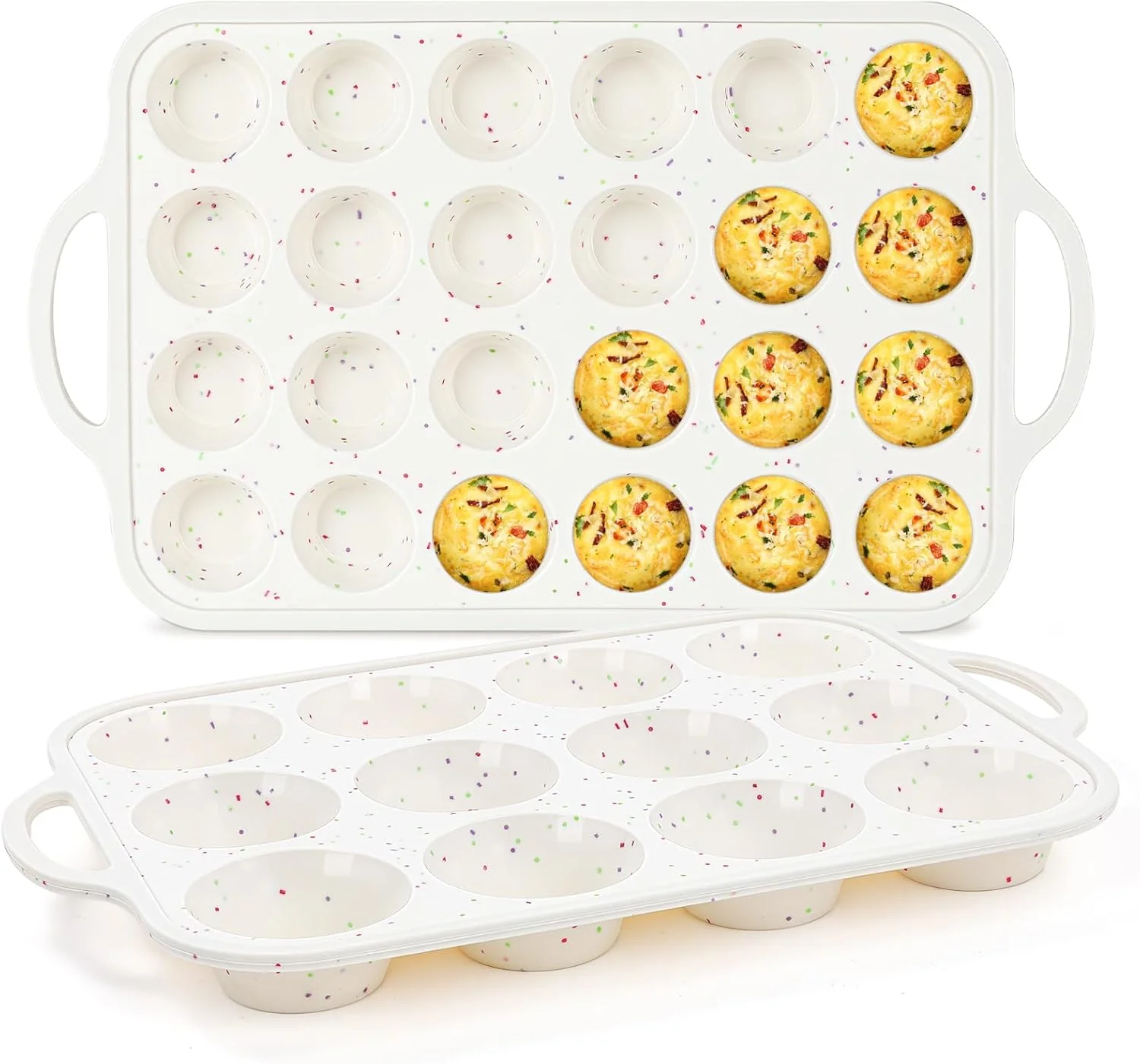 Artisan Funbaky Silicone Cupcake Pan Metal Reinforcement Regular Size 12 Cups Mini 24 Cups Nonstick Easy to Demold Baking Mold for Making Homemade Muffins Excellent