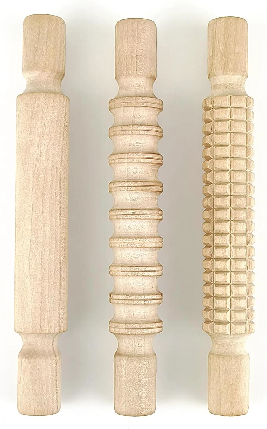 High-Grade 3 pcs 8 Inch Wood Rolling Pin Great for Children’s Play Arts and Crafts Next-Generation