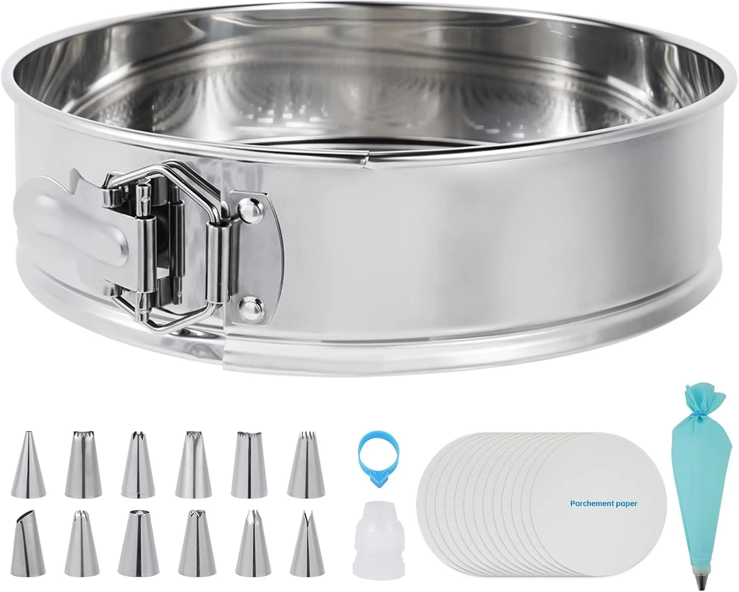 Environmentally Friendly Aufind 10 Inch Springform Pan for Baking 304 Stainless Steel Cheesecake Pan with Removable Bottom Green