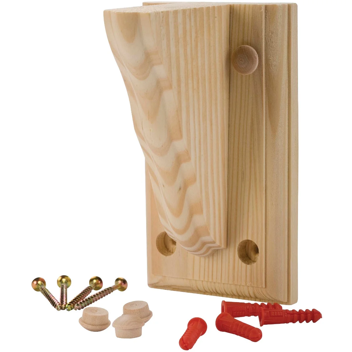Enhanced Waddell 9-3 4 In. D. x 13 In. H. Natural Wood Shelf Bracket with Backplate Outstanding
