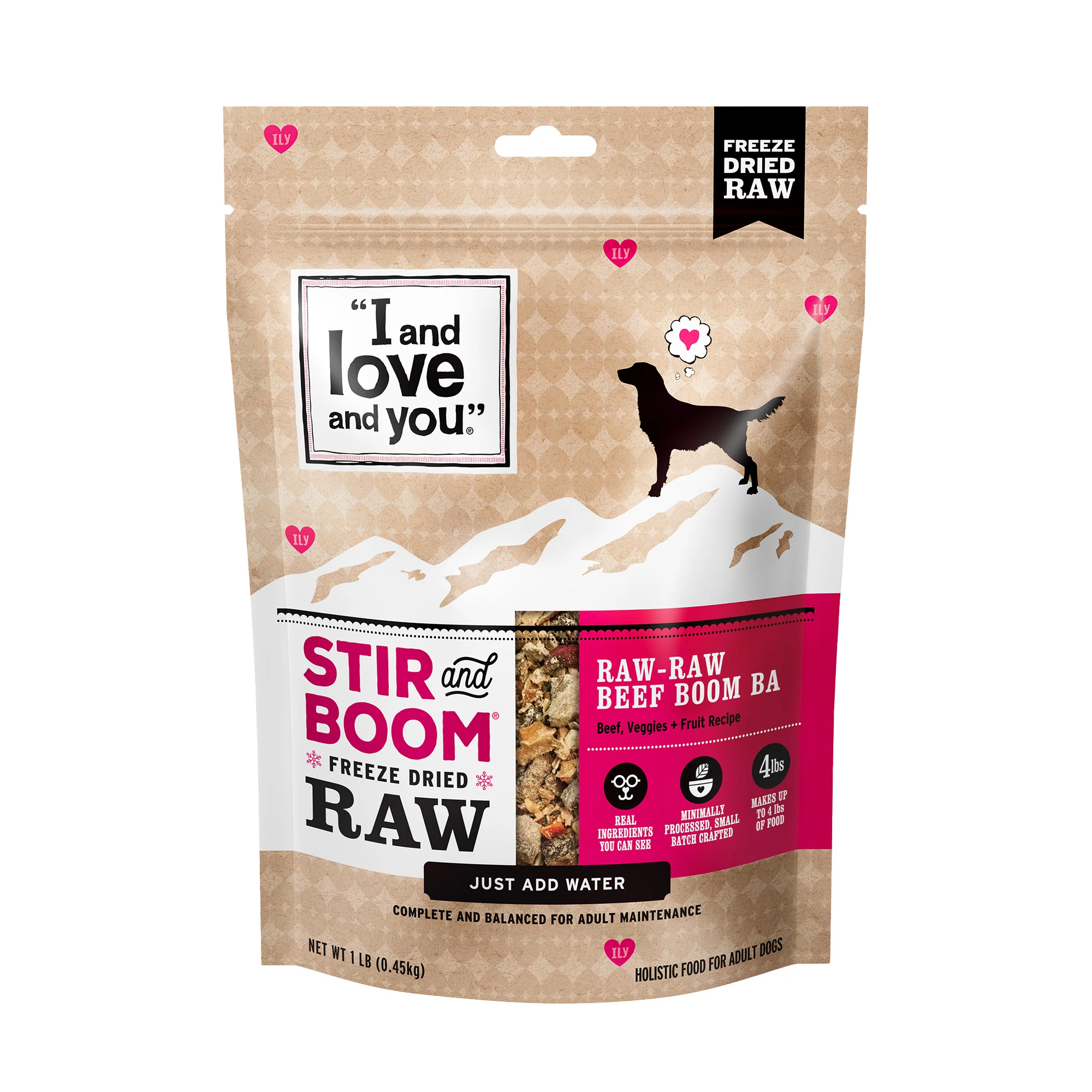 Premium Material I and Love and You Stir and Boom Raw Raw Beef Boom Ba Dinner Grain- Dehydrated Dog Food Official