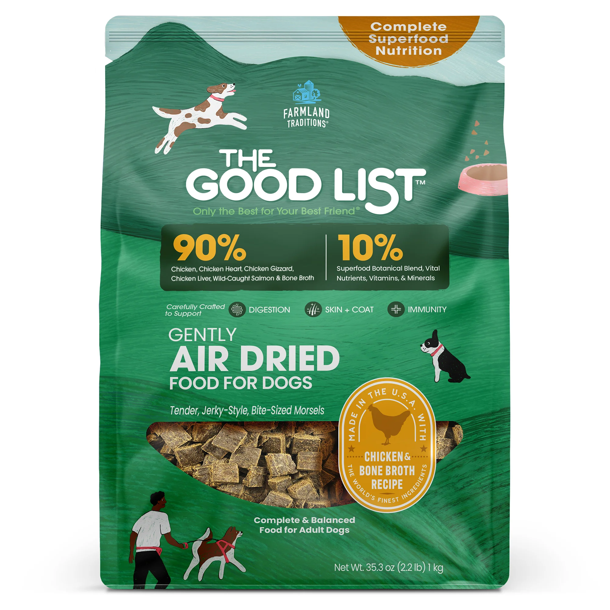 Natural The Good List by Farmland Traditions Chicken Bone Broth Recipe Food Topper and Mixer for Dogs Crafted