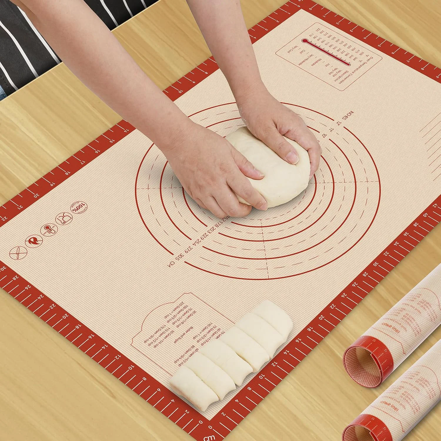 World-Class Hotec Silicone Baking Mat – 26×16 Thickened Pastry Dough Mat with Measurement Non-Stick For Dough Rolling Bread Oven Liner Kitchen Counter Quality