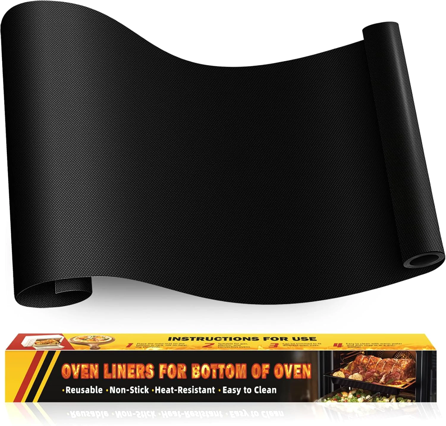 Smooth Large Oven Liners for Bottom of Oven 17 x75 Heavy Duty Non-Stick Oven Liner Mat Reusable Heat Resistant Grill Baking Mat Versatile