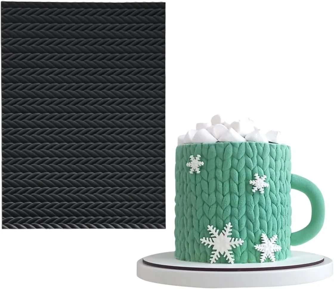 Secure mostsom Silicone Lace Cake Molds Reusable Fondant Embossing Mats for Cake Decorating Sweater Pattern Cupcakes Cookies Chocolate Prestigious