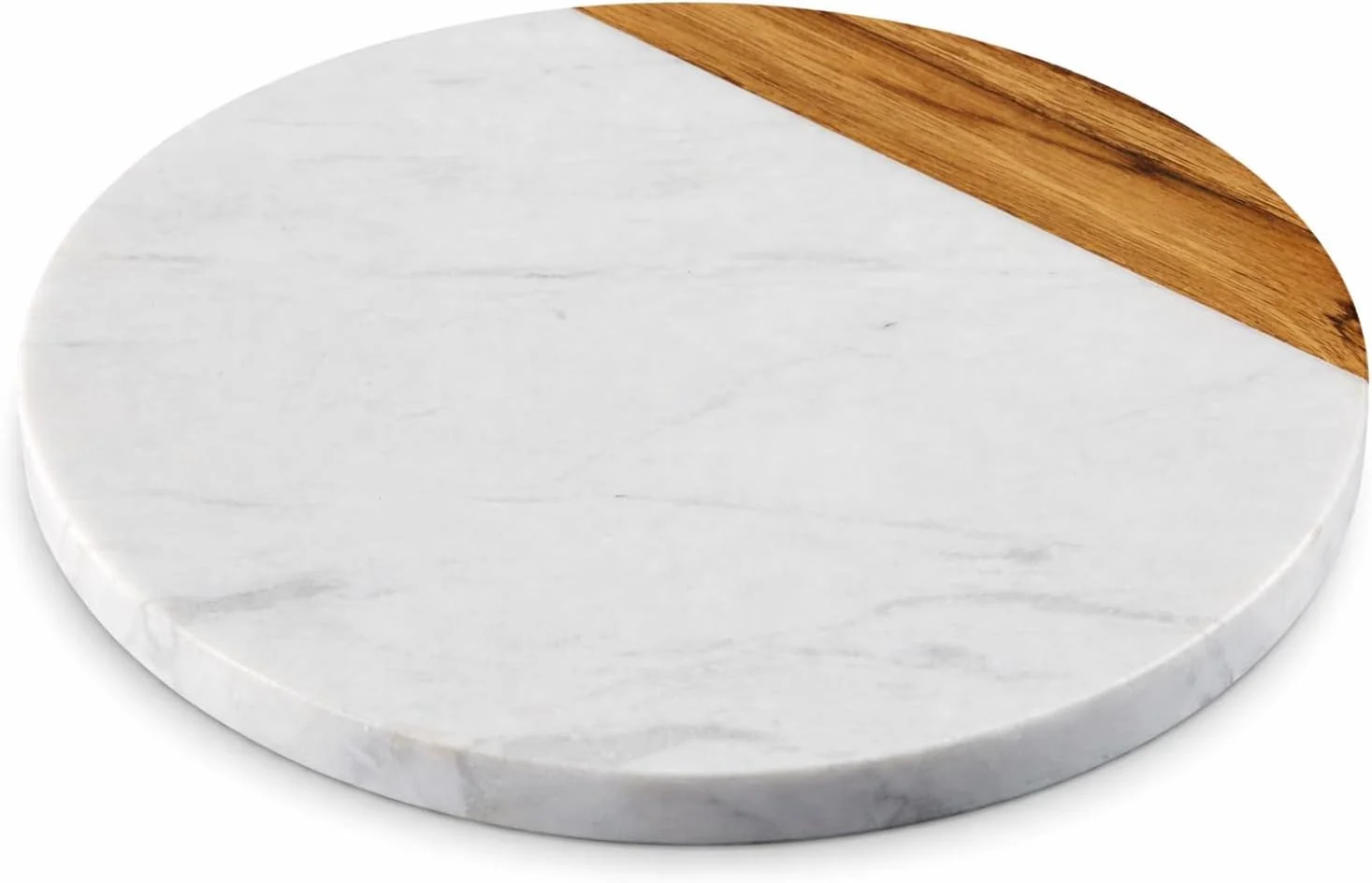 First-Class White Marble Board 10 Inches Cheese Board Acacia Wooden Serving Tray For Charcuterie Cheese Meats Fruit Crackers Cutting Board Round Slab High-End