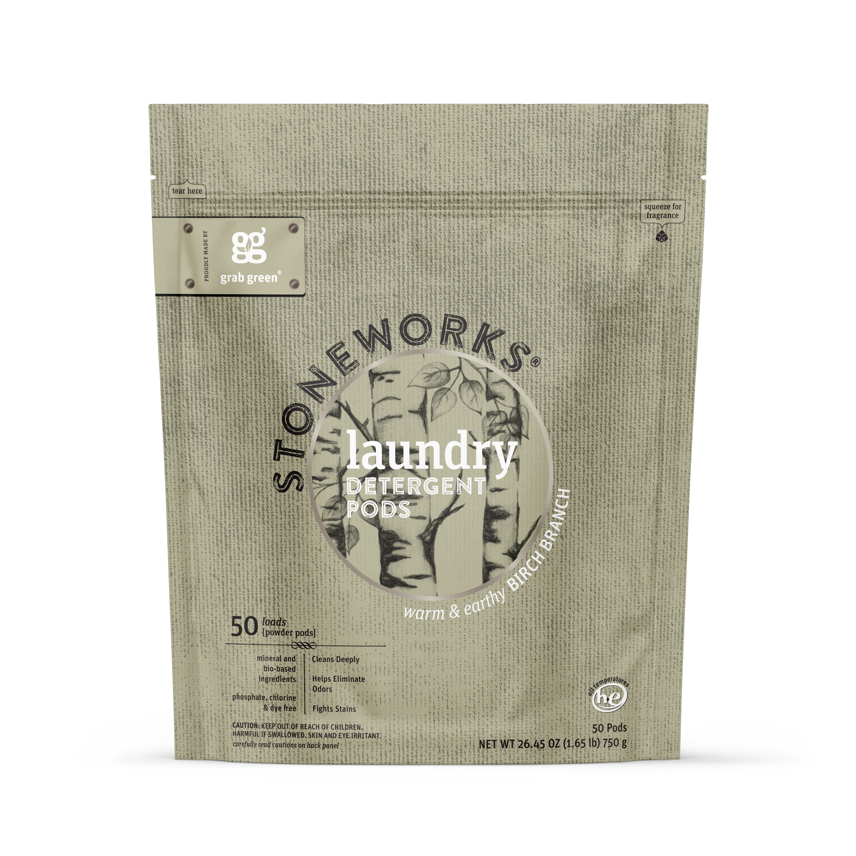 Natural grab green Stoneworks Laundry Detergent Pods – Birch Branch Carefully Designed