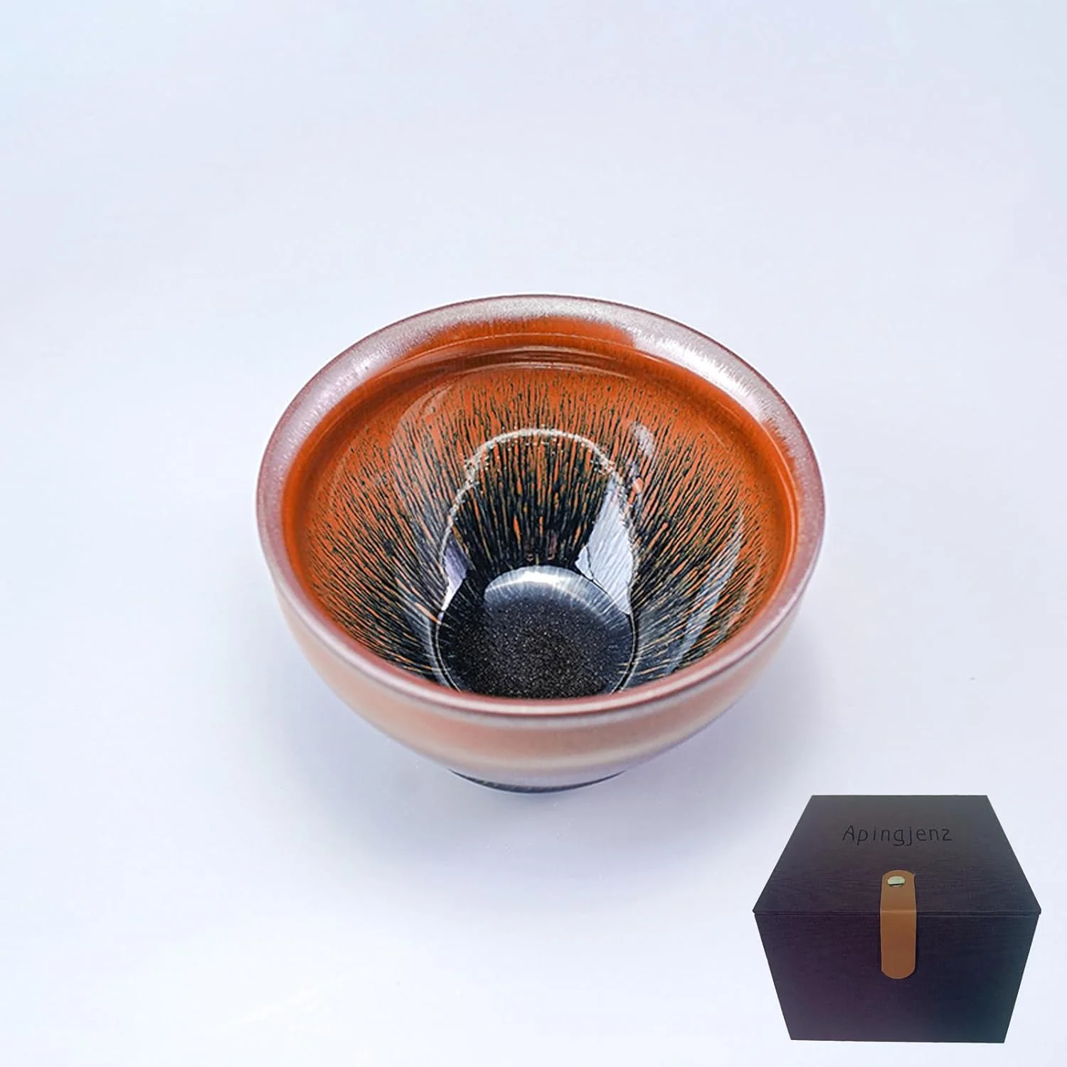 Professional Matcha Bowl Jian Ware Hare's Fur Glaze 12.17oz Kiln Change Jian Ware Chinese Jianzhan Matcha Cup Tea Ceremony Porcelain Chawan Flexible