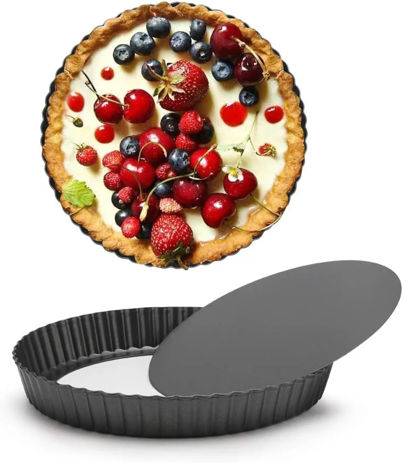 Smart Beasea Mini Tart Pans for Baking 2pcs 8 Inch Tart Pan with Removable Bottom Small Non Stick Carbon Steel Quiche Pie Pans for Oven Baking Trusted