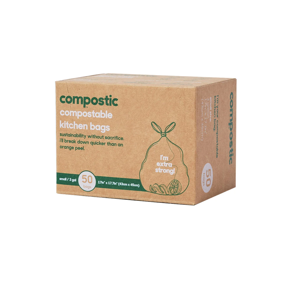 Natural Compostic 3 Gallon Home Compostable Trash Bags Pure