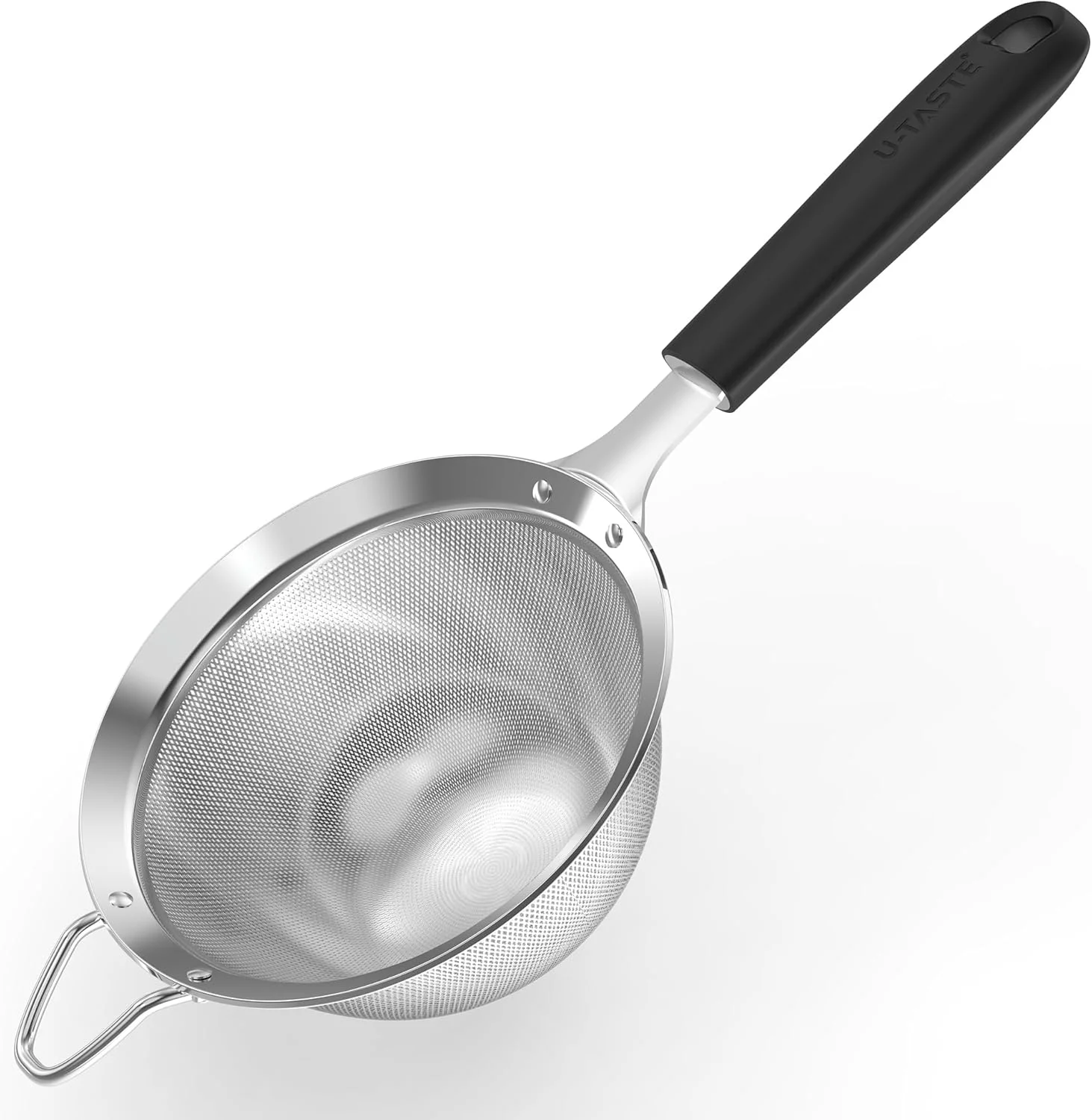 Authentic U-Taste Medium Fine Mesh Strainer 18 8 Stainless Steel 4.73in 30 Mesh Kitchen Food Sieve with Sturdy Riveted Silicone Handle Modern